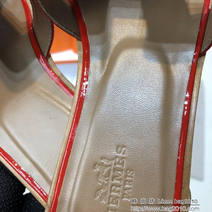 HERMES愛馬仕 頂級品質 2018漆皮系列 貴婦拖鞋 休閒百搭款 真皮底女拖鞋  dsX1409